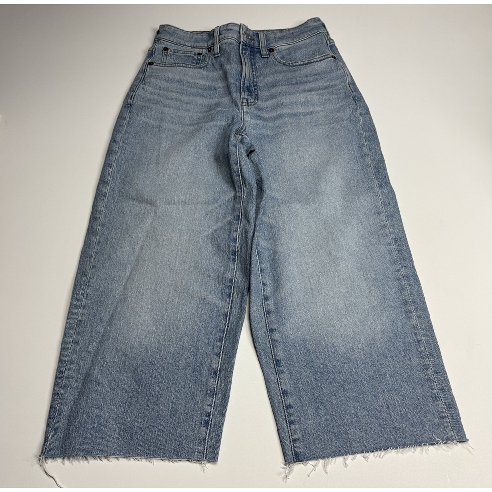 Madewell The Curvy Perfect Vintage Wide-Leg Crop Jeans Size 26 Blue Raw Hem